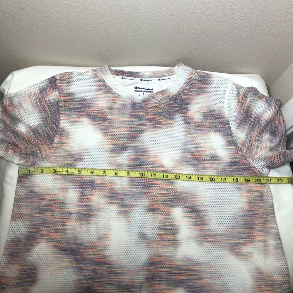 Champion Women Campus Lightweight Printed Mesh Drawstring Short Sleeve T-Shirt L - Picture 12 of 16
